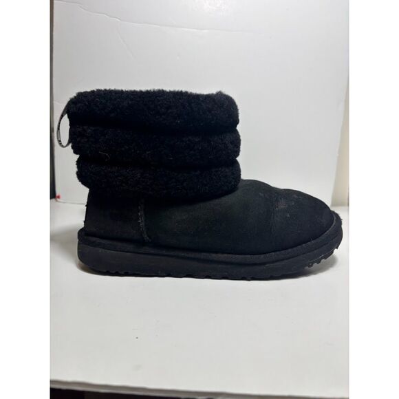 Ugg Fluff Mini Quilted boot Size 7/7.5 Black bootie suede comfy winter ski warm - Picture 2 of 6